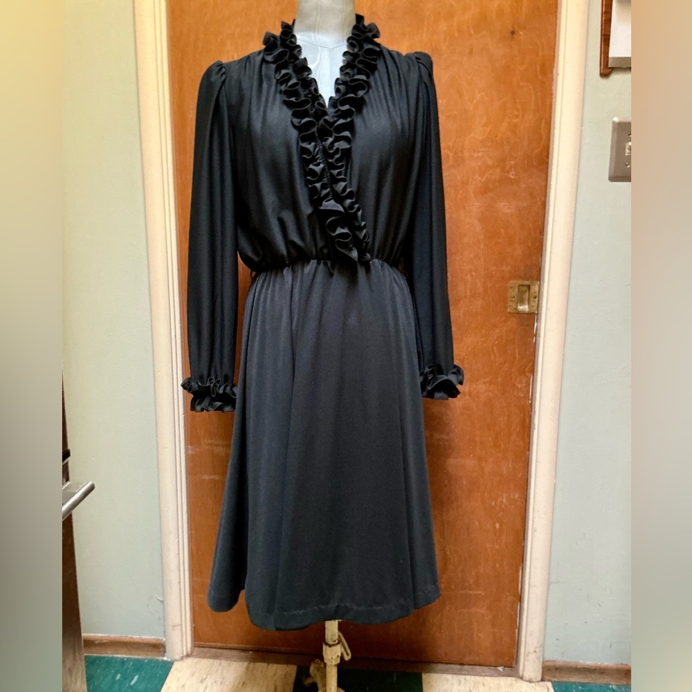 Vintage 1970’s Lady Carol Black Ruffle Dress